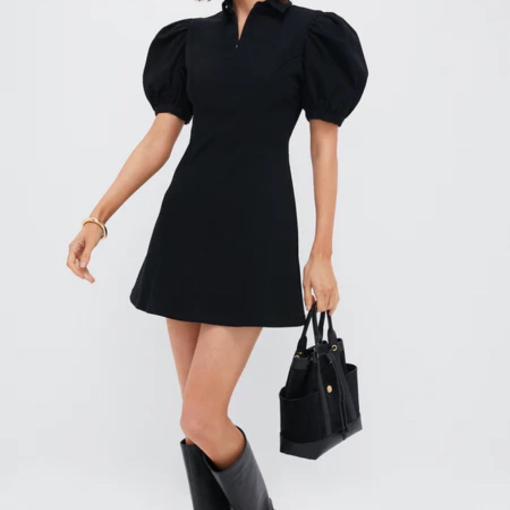 HYACINTH HOUSE Black Front Zip Denim Mini Dress